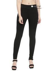 skinny fit solid black stretchable jeggings