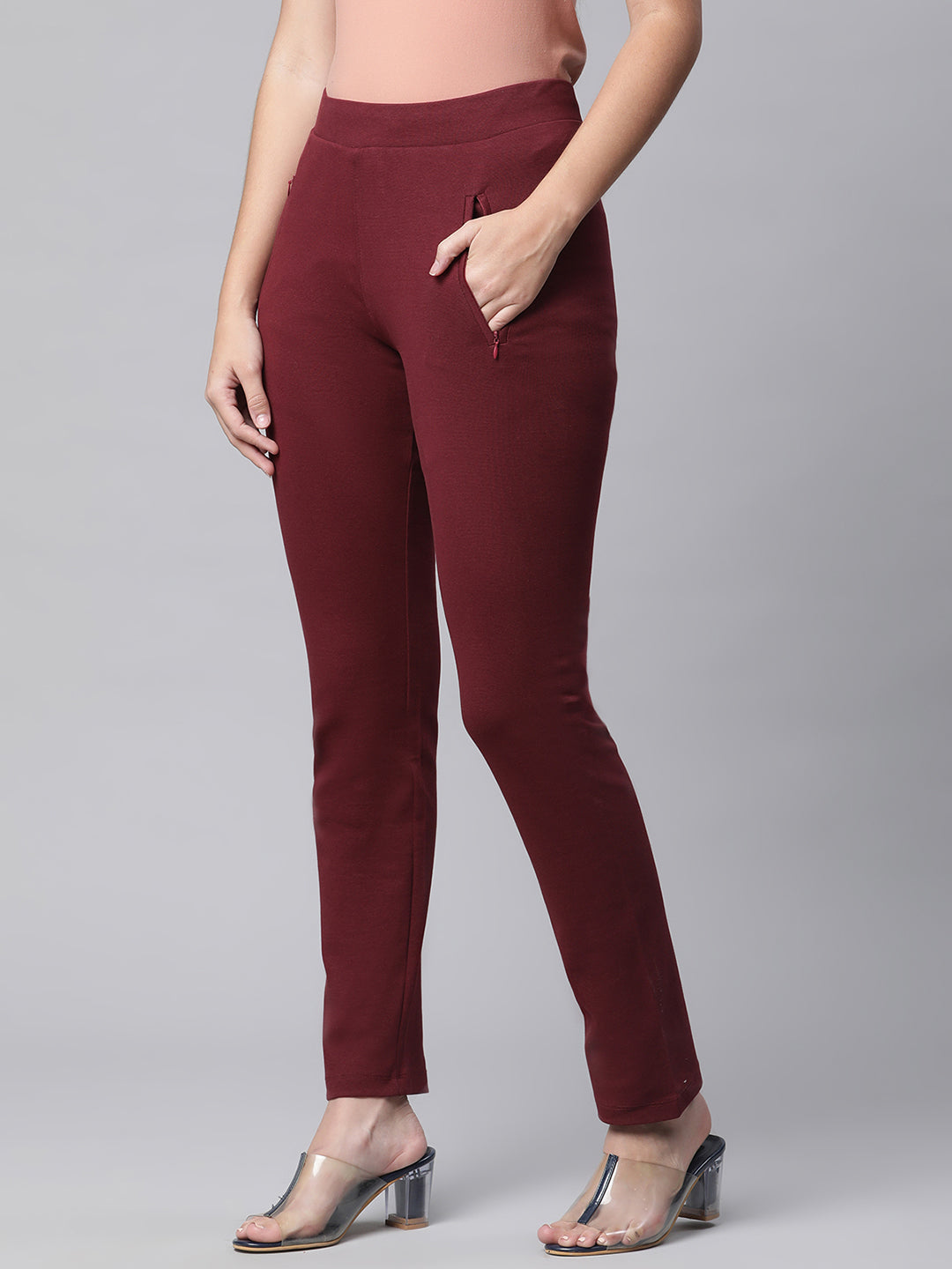 Lycra Cotton Coffee Color Women Pants – Stilento