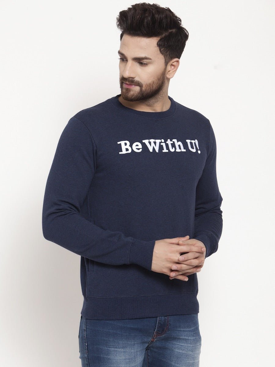 Mens Printed Blue Round Neck Sweatshirt