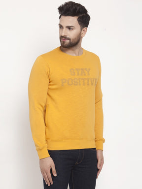 Mens Printed Mustard Round Neck Sweat Shirt