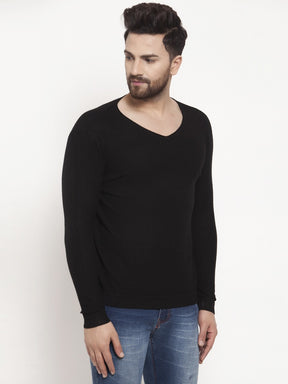 Mens Black V Neck Pullover