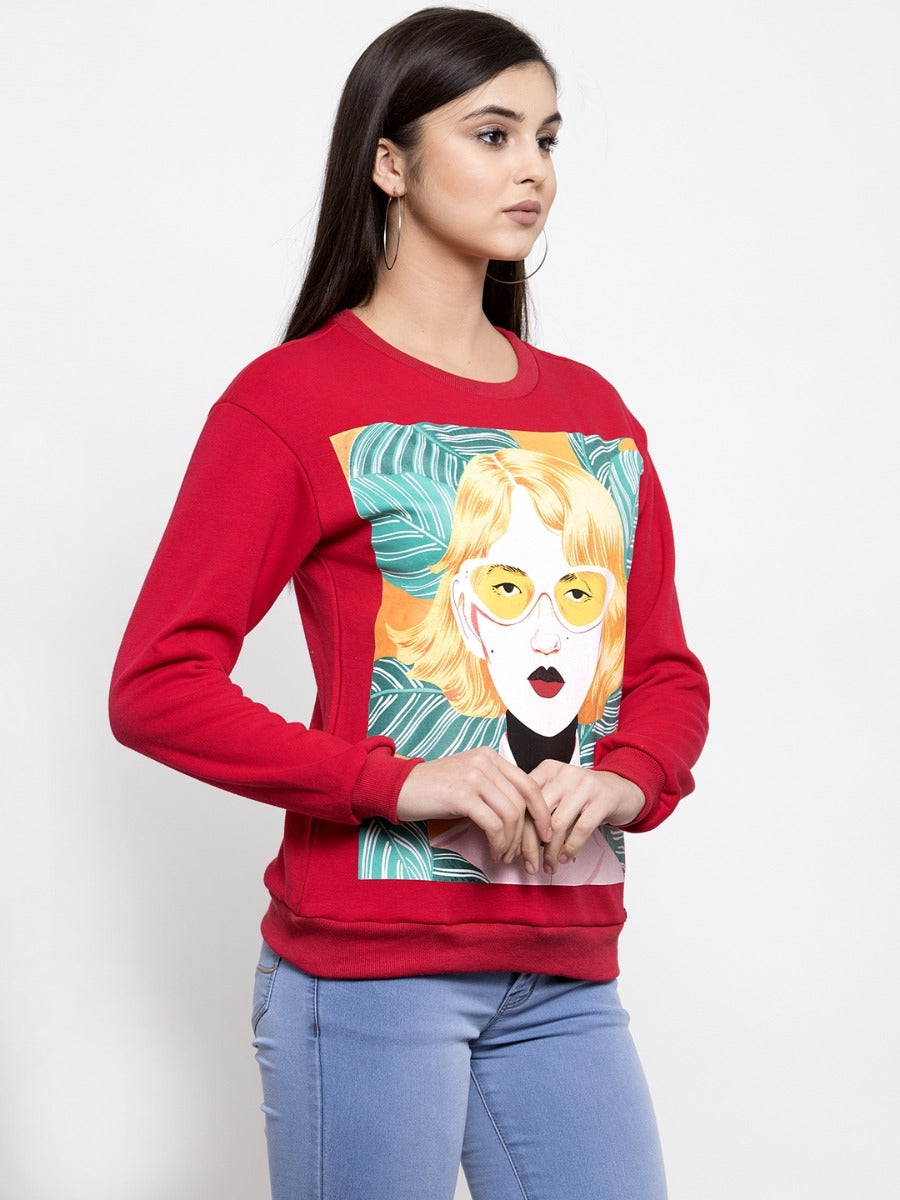 Women Red Sweat Shirt