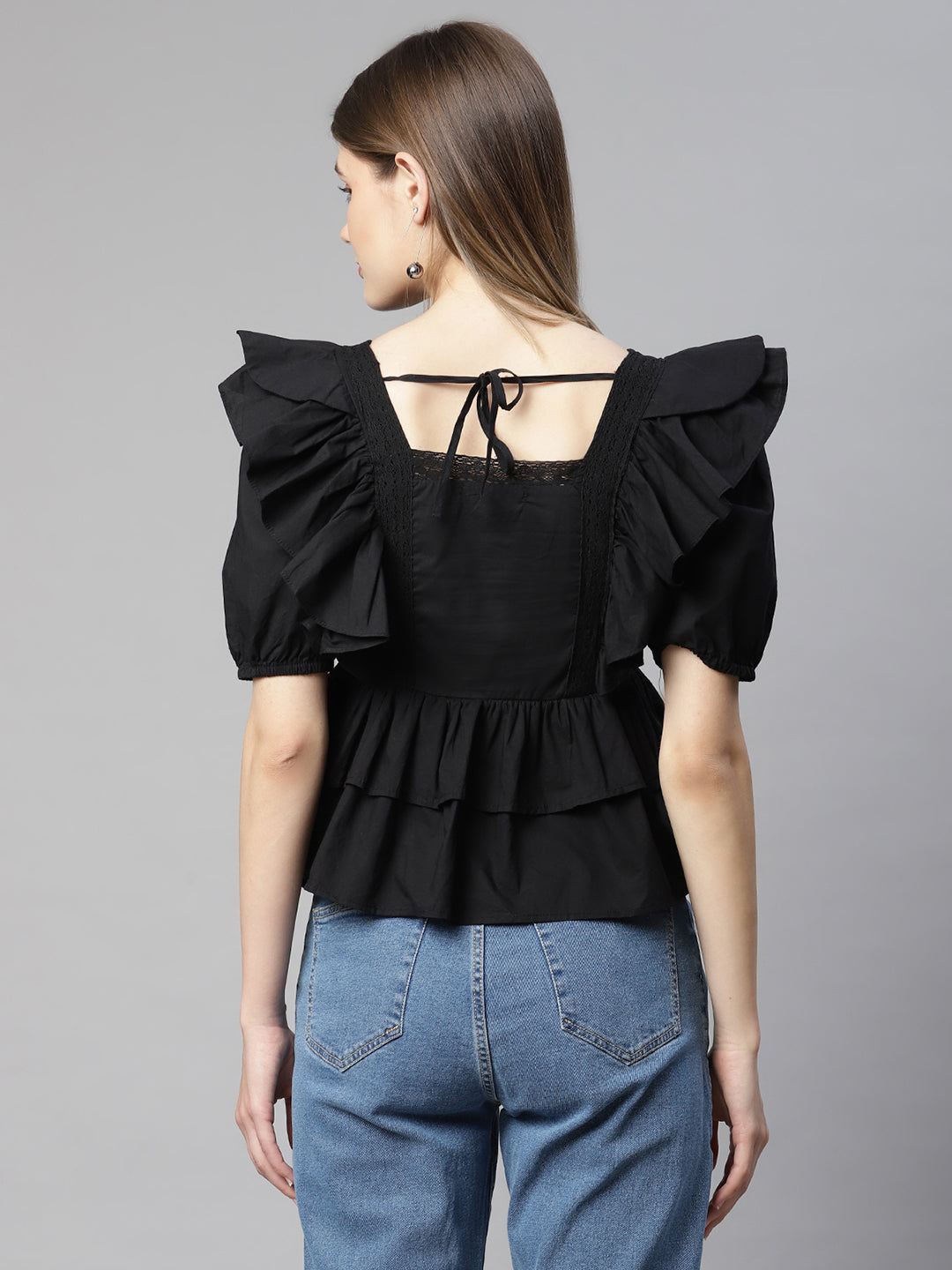 Women Butterfly Peplum Blouson Top
