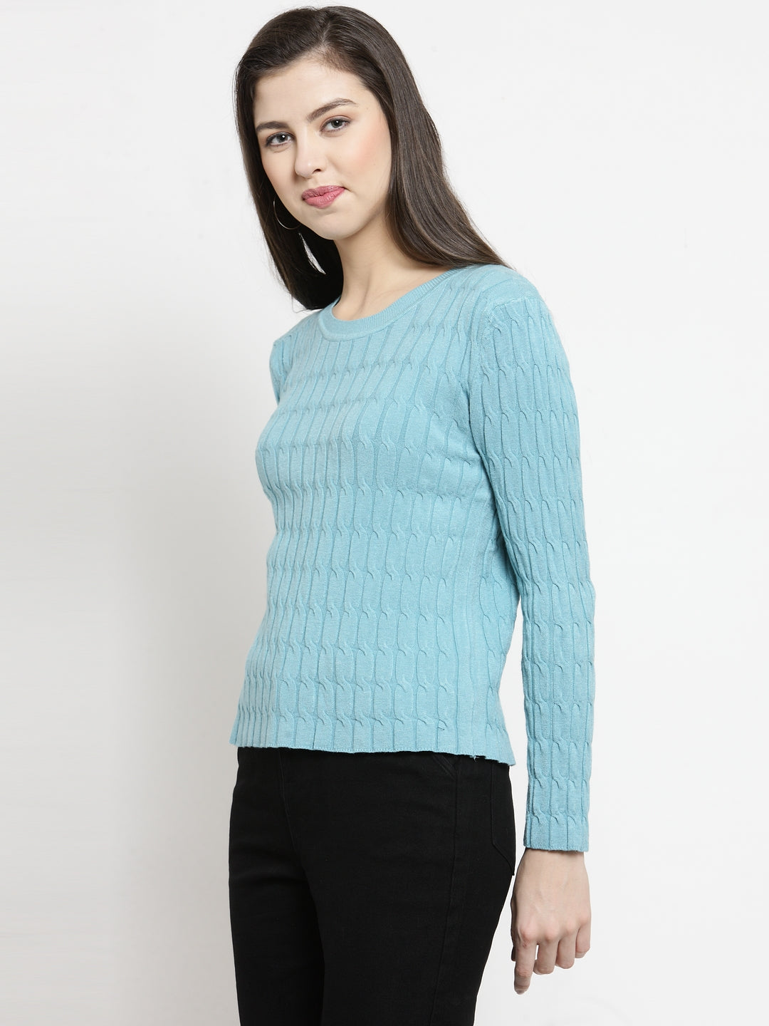 Women Turquoise Blue Self Design Skeevi