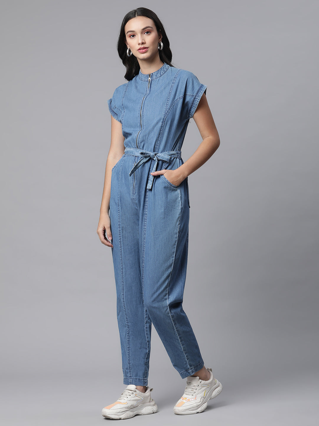 Women Bluish Denim Jumpsuit