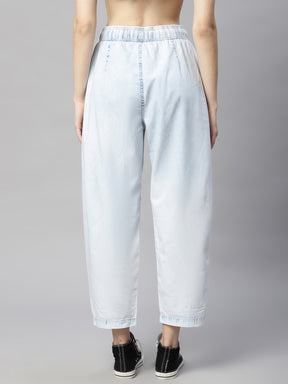 Women Blue Denim Plain Lower