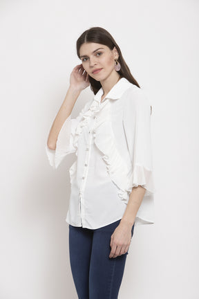 Ladies Side Ruffle Shirt