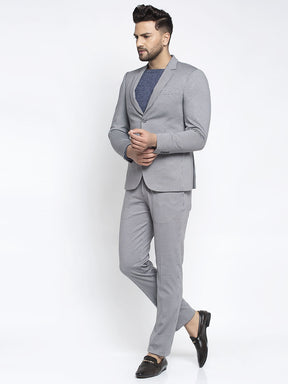 Men Grey Checked 2-Peice Suit