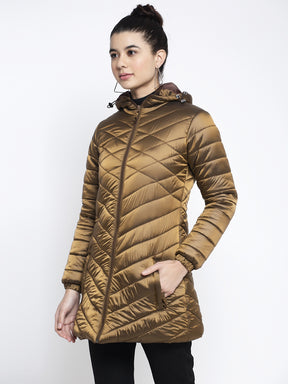 Women Gold Hooded Jacket