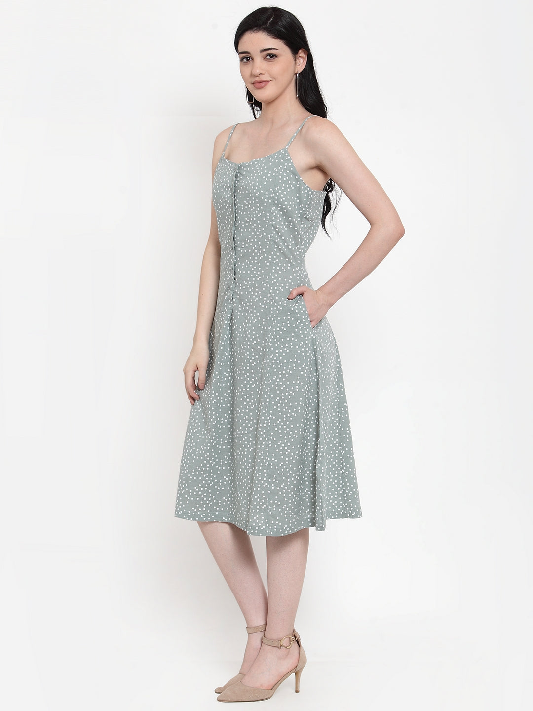 Women Green Polka Dots Dress