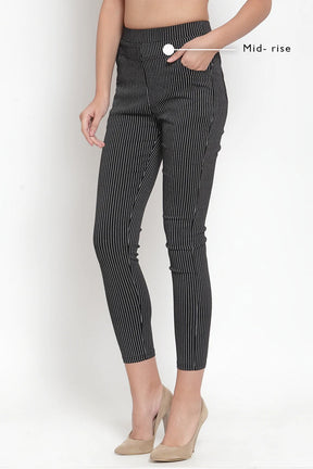 black striped stretchable jeggings