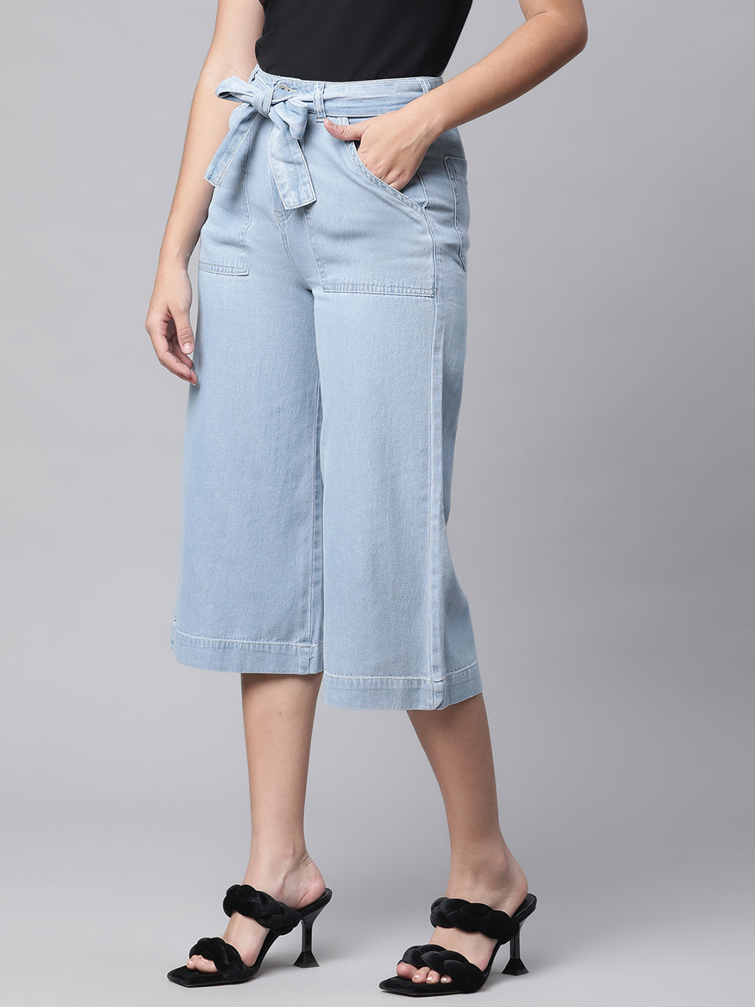 Calf-Length Sky Blue Denim 