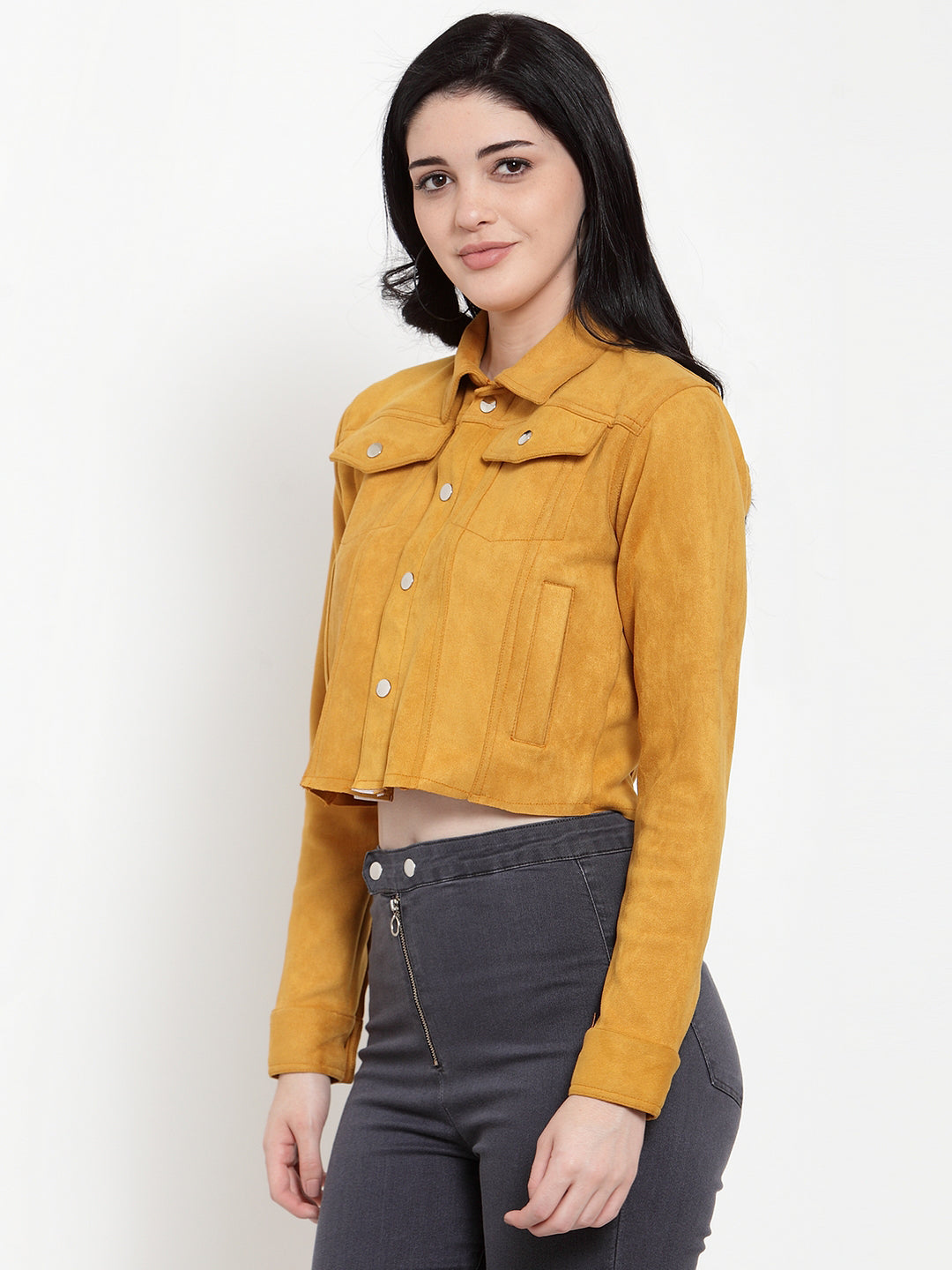 Women Mustard Sweet Solid Jacket