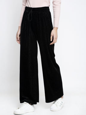 Women Black Solid Palazzo