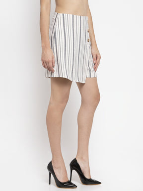 women striped white skirt like shorts