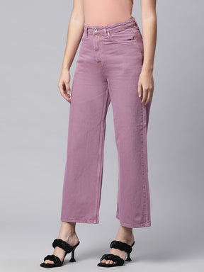 purple loose fit ultra flared jeans for women