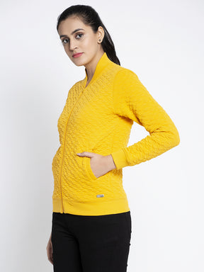Women Mustard Solid Sweatshirt