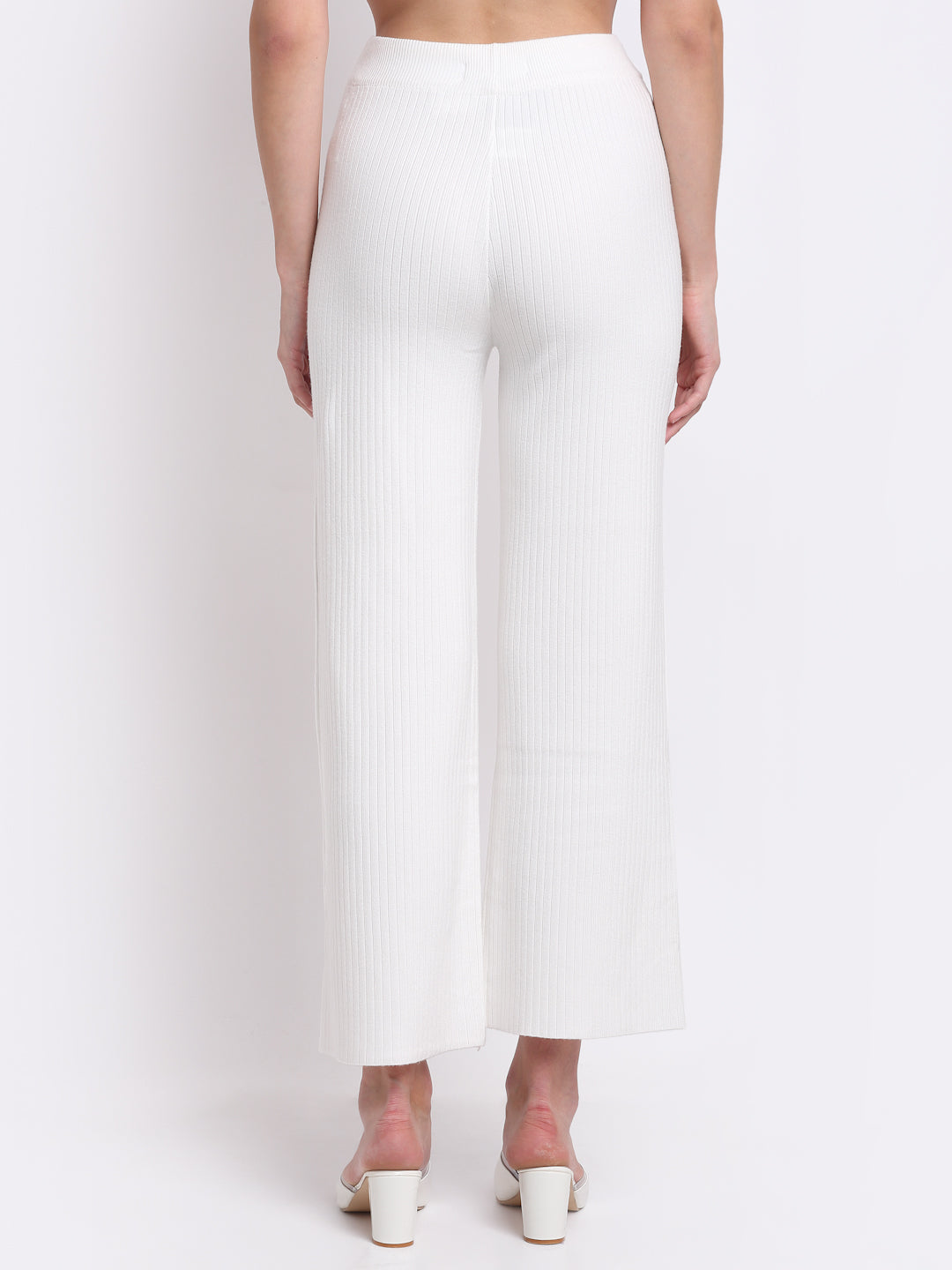 Women White KNIT Solid Lower