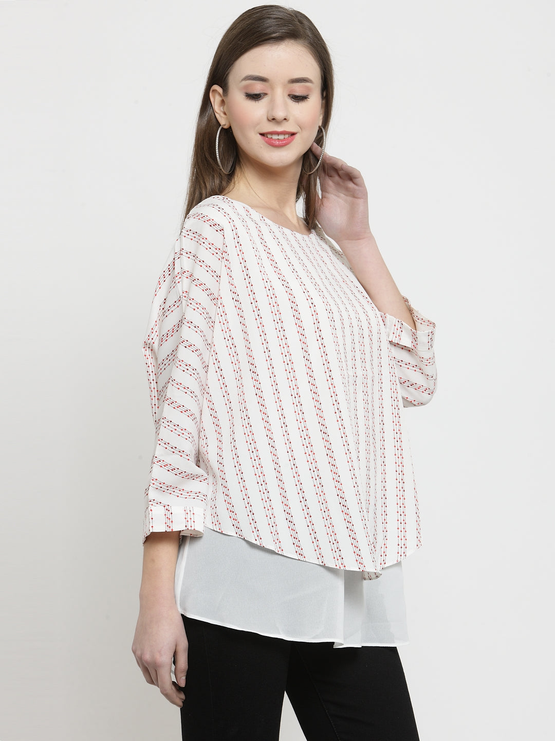 Women White Georgette Layered Top