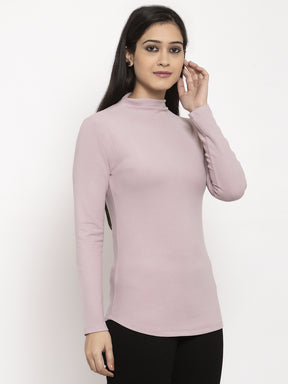 women pink solid t shirt