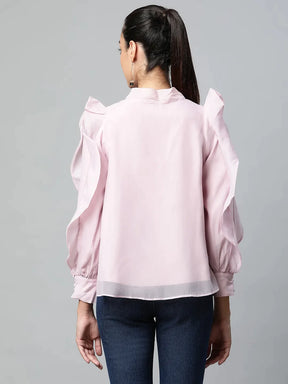 Women Keyhole Neck Full Sleeve Blouson Top