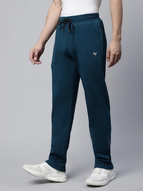 Mens Teal Contrast Drawstring Straight Leg Straight Fit Mid Rise Lower