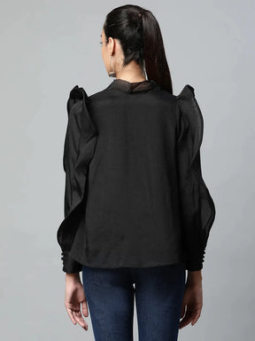 Women Keyhole Neck Full Sleeve Blouson Top