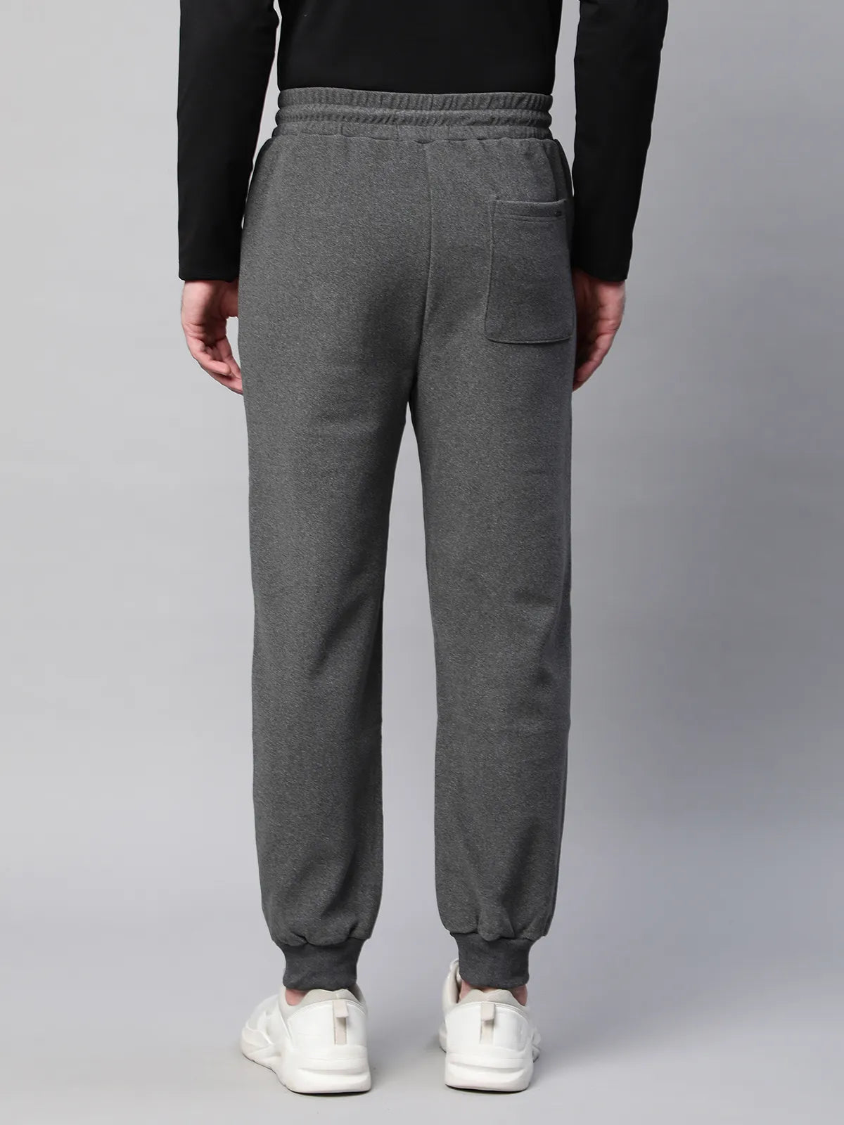 Mens Dark Grey Solid Knitted Joggers