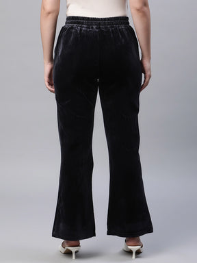 Grey Cordroy Mid Rise Flared Lower