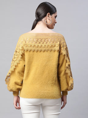  Mango Laced Sleeves Pullover