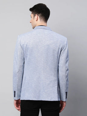 Mens Sky Blue Cotton Terry Slub Textured Single Breasted Coat