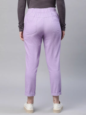 Lilac Solid Mid Rise Tapered Lower