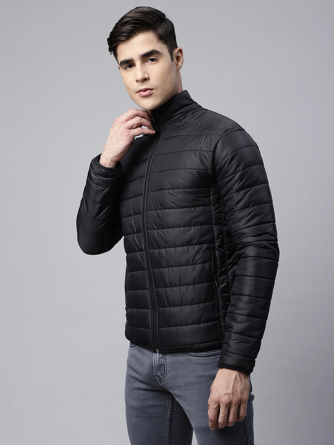 Mens Black Windproof Puffer Jacket