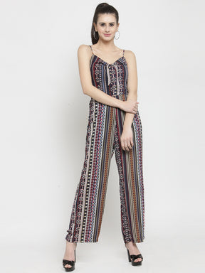Women Multicoloured V-Neck Printed Jumpsuit