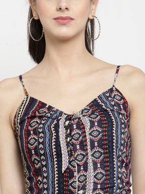 Women Multicoloured V-Neck Printed Jumpsuit