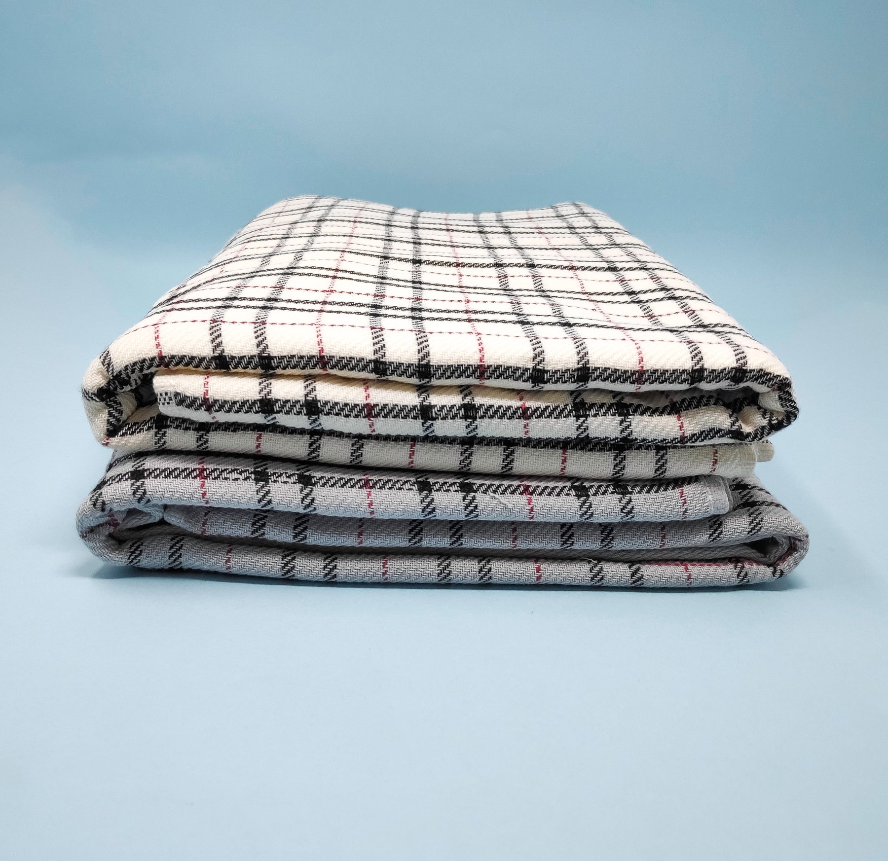 Cream and Grey Check Bath Towel (70x140) - Pack of 2