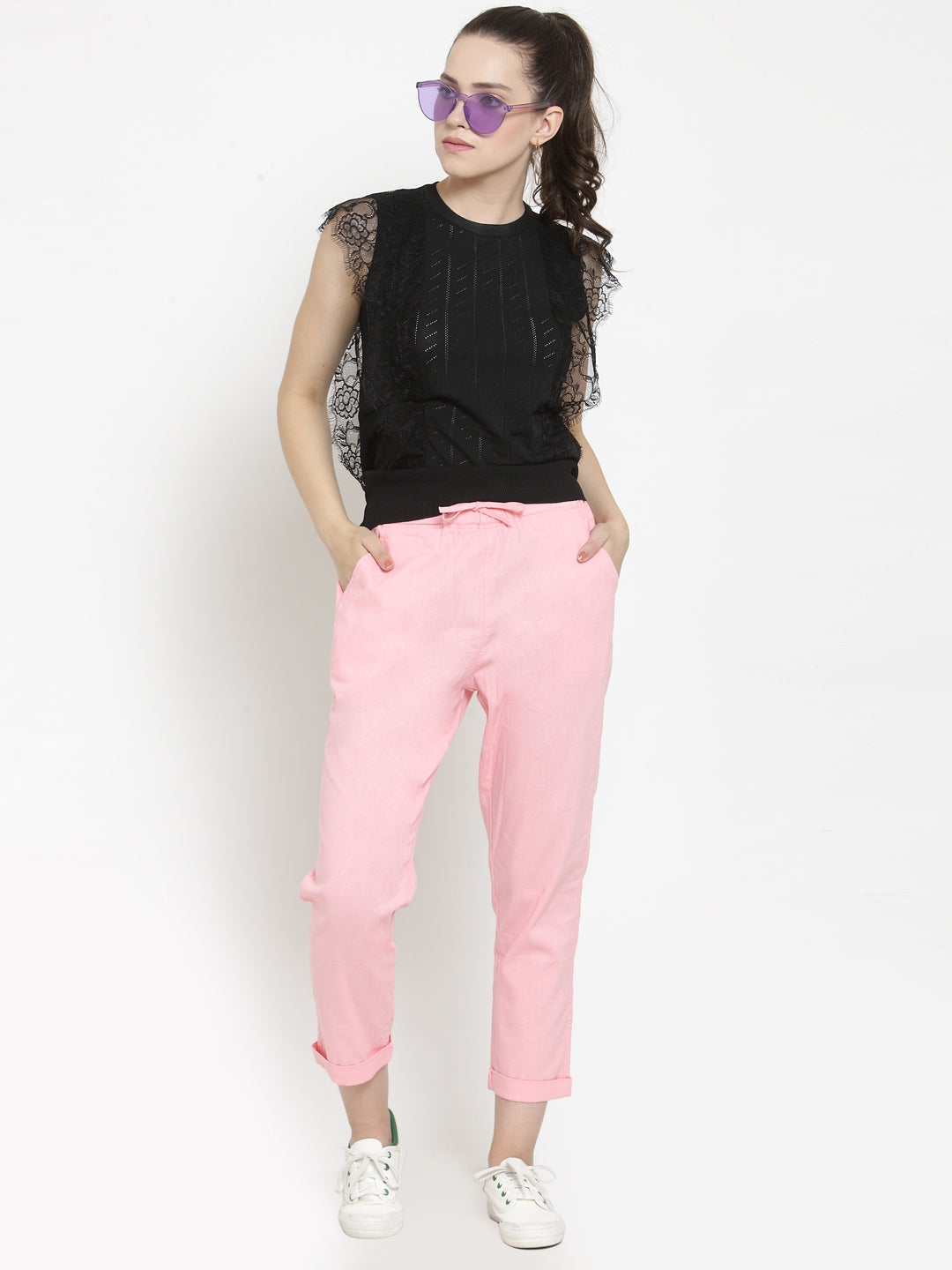 Women Solid Pink Comfort Fit Lower
