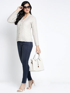 Women Grey Printed Cardigan