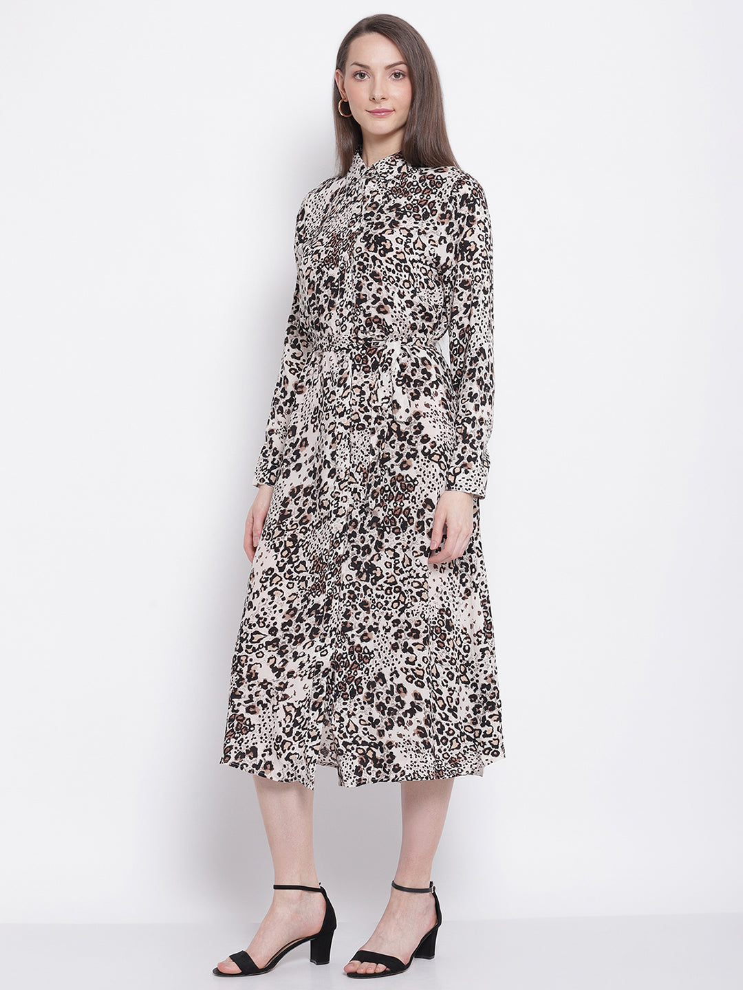 Leopart Print Knee Length Dress - Global Republic