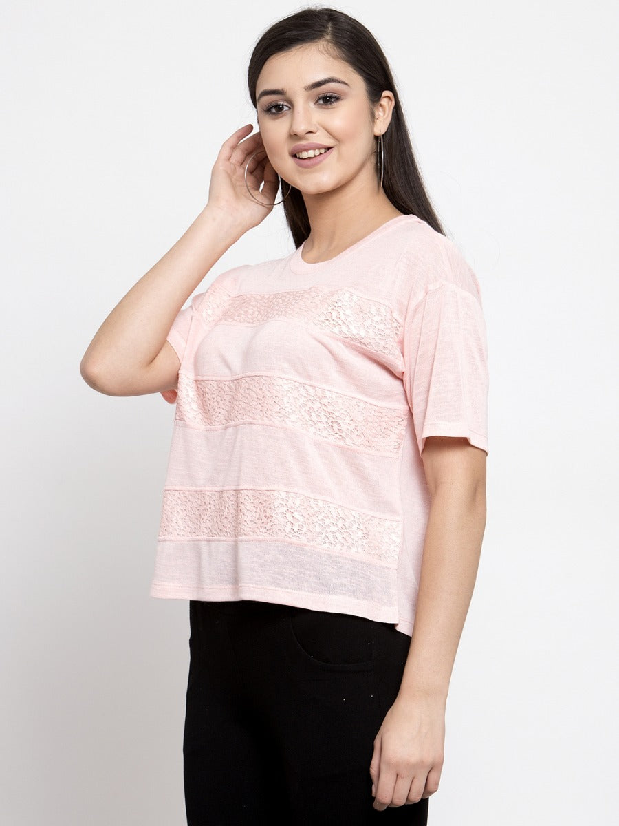 Women Solid laced Top