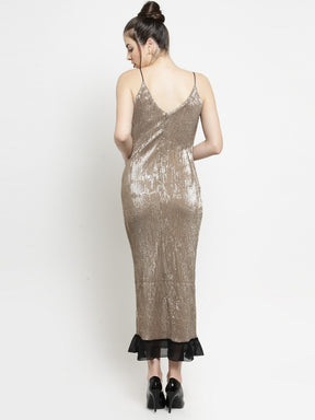 Women Gold Sequinned Cocktail Dress