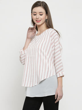 Women White Georgette Layered Top