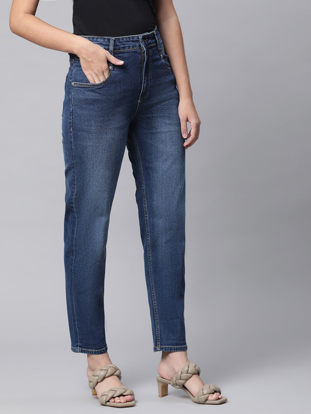 women dark blue denim jeans