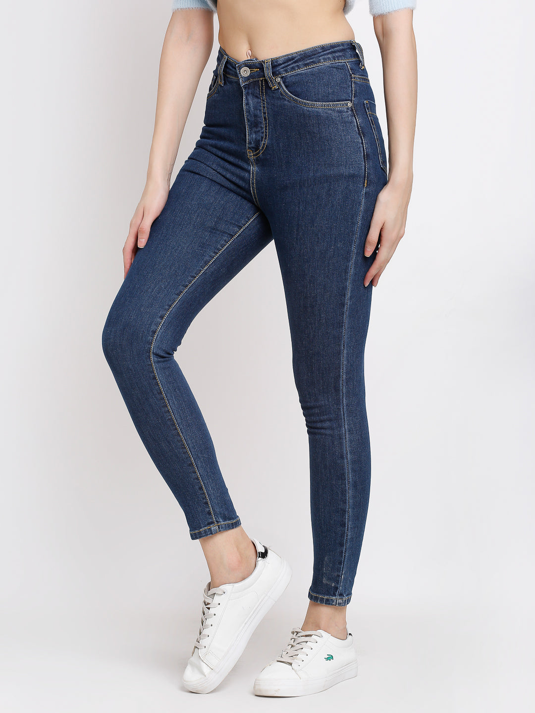 women skinny fit ankle length blue jeans