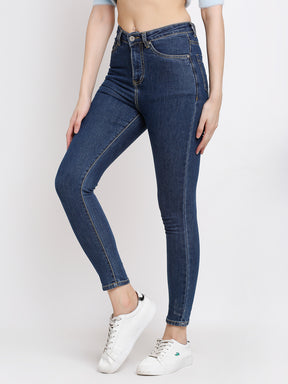 women skinny fit ankle length blue jeans
