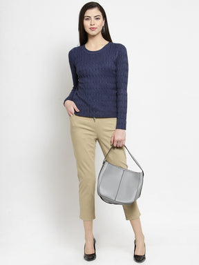 Women Solid Beige Cotton Lower