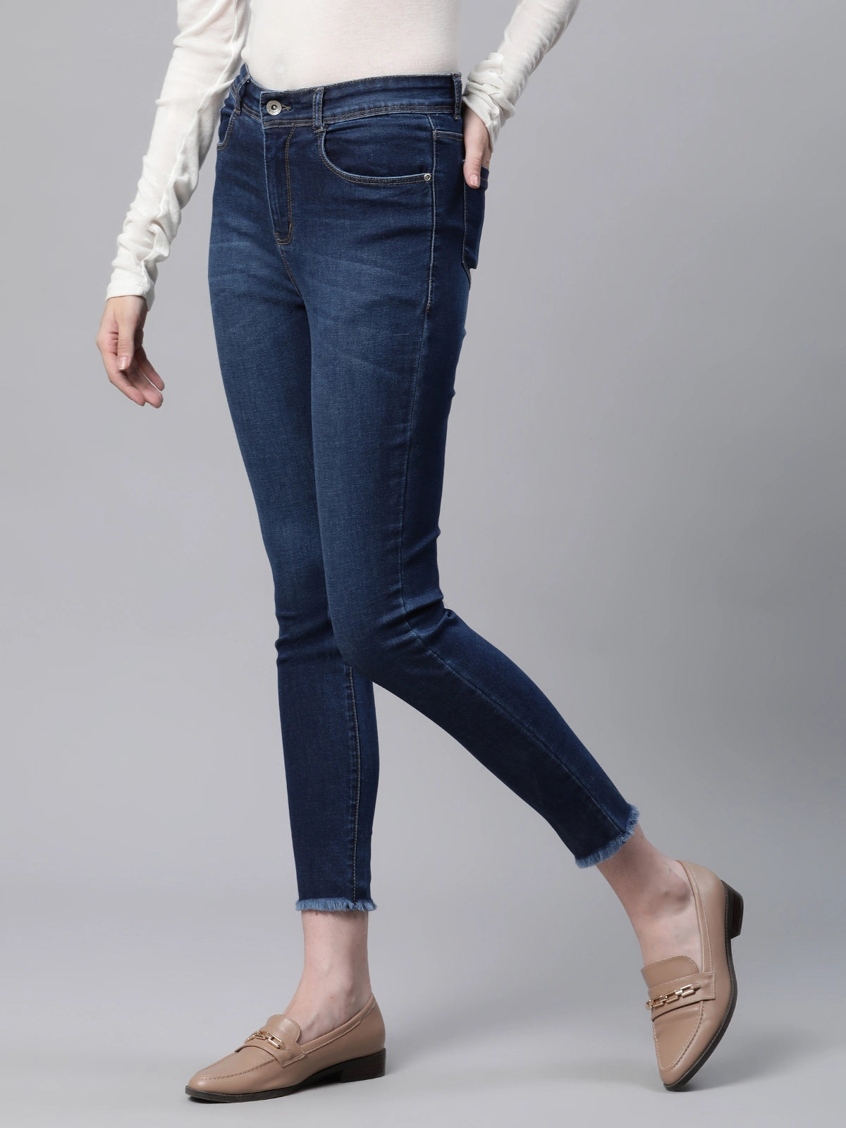 Blue High Waist Slim Fit Jeans