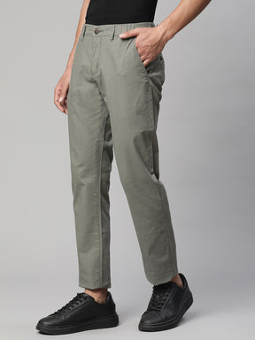 Men Olive Green Semi Formal Trouser