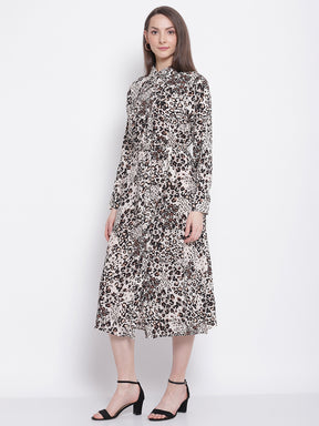 Leopart Print Knee Length Dress