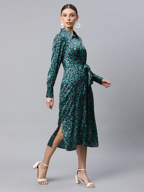 women pine ruffled flowy floral dress
